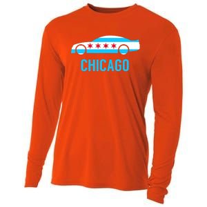 Chicago Flag Race Car Cooling Performance Long Sleeve Crew