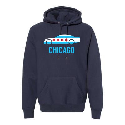 Chicago Flag Race Car Premium Hoodie