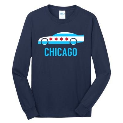 Chicago Flag Race Car Tall Long Sleeve T-Shirt