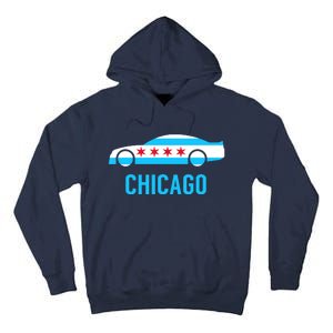 Chicago Flag Race Car Tall Hoodie