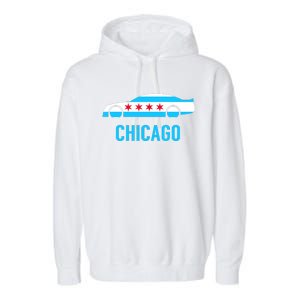 Chicago Flag Race Car Garment-Dyed Fleece Hoodie