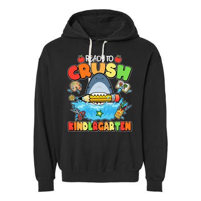 Cute Funny Ready To Crush Kindergarten School Shark Garment-Dyed Fleece Hoodie