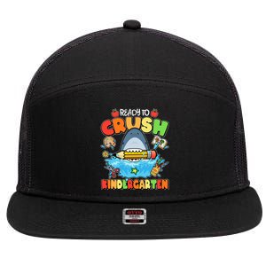 Cute Funny Ready To Crush Kindergarten School Shark 7 Panel Mesh Trucker Snapback Hat