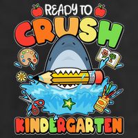 Cute Funny Ready To Crush Kindergarten School Shark 7 Panel Mesh Trucker Snapback Hat