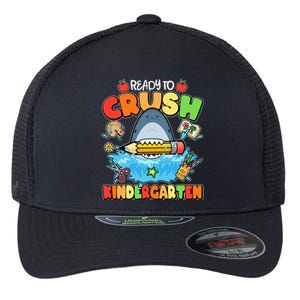 Cute Funny Ready To Crush Kindergarten School Shark Flexfit Unipanel Trucker Cap