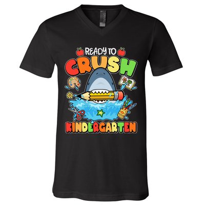 Cute Funny Ready To Crush Kindergarten School Shark V-Neck T-Shirt