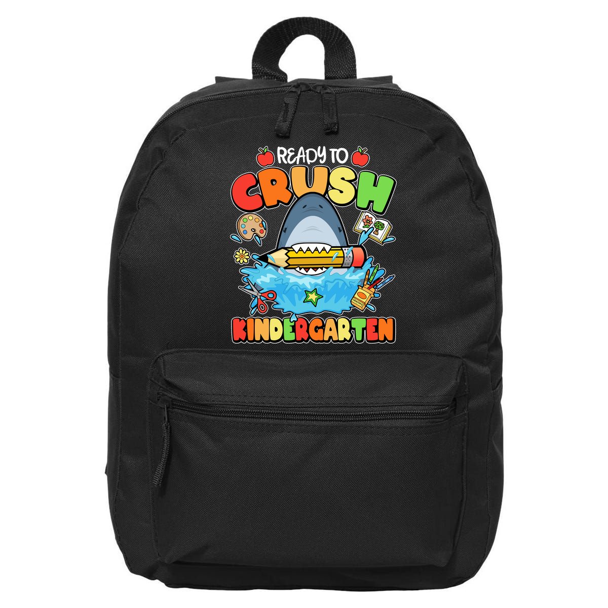 Cute Funny Ready To Crush Kindergarten School Shark 16 in Basic Backpack