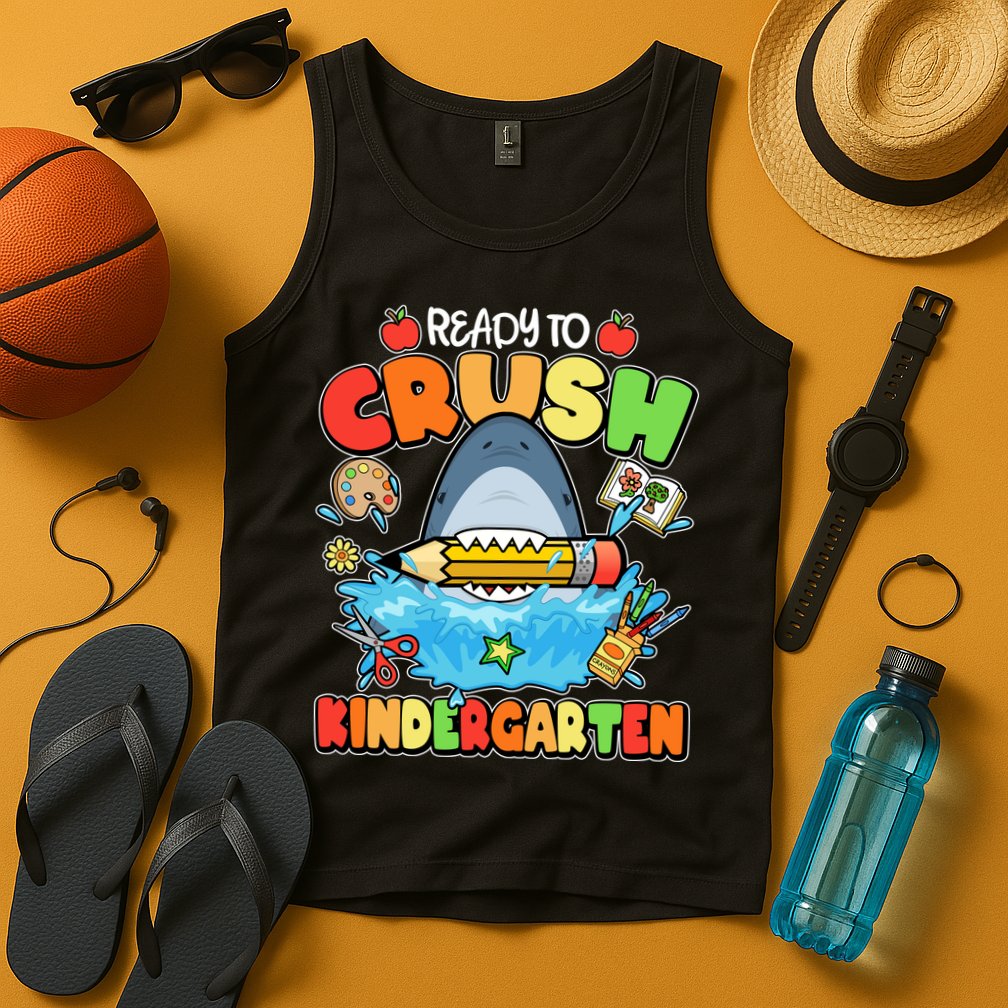 Cute Funny Ready To Crush Kindergarten School Shark Tank Top