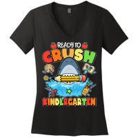 Cute Funny Ready To Crush Kindergarten School Shark Women's V-Neck T-Shirt