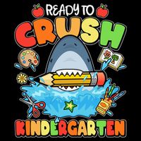 Cute Funny Ready To Crush Kindergarten School Shark Women's V-Neck T-Shirt