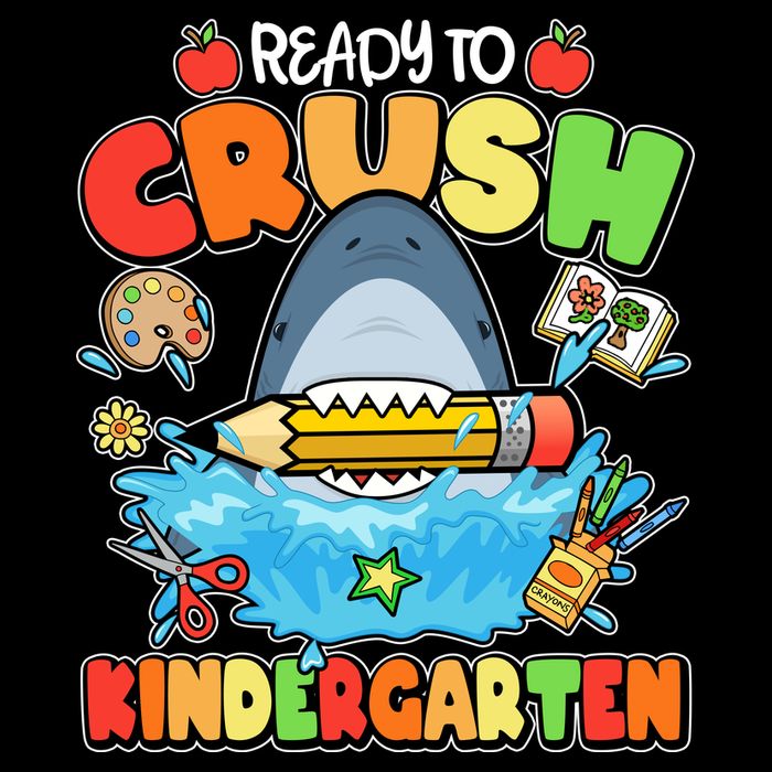 Cute Funny Ready To Crush Kindergarten School Shark Women's V-Neck T-Shirt