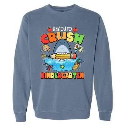 Cute Funny Ready To Crush Kindergarten School Shark Garment-Dyed Sweatshirt