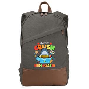 Cute Funny Ready To Crush Kindergarten School Shark Cotton Canvas Backpack