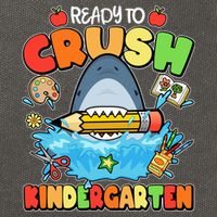 Cute Funny Ready To Crush Kindergarten School Shark Cotton Canvas Backpack