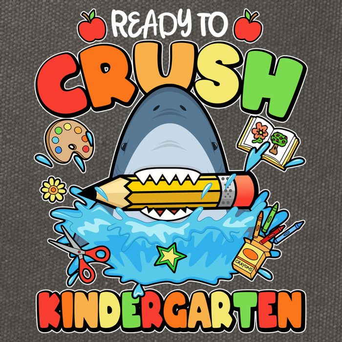 Cute Funny Ready To Crush Kindergarten School Shark Cotton Canvas Backpack
