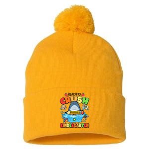 Cute Funny Ready To Crush Kindergarten School Shark Pom Pom 12in Knit Beanie