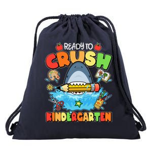 Cute Funny Ready To Crush Kindergarten School Shark Drawstring Bag