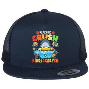 Cute Funny Ready To Crush Kindergarten School Shark Flat Bill Trucker Hat