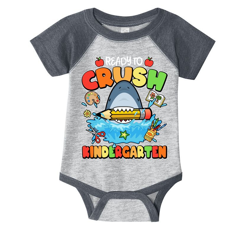 Cute Funny Ready To Crush Kindergarten School Shark Infant Baby Jersey Bodysuit