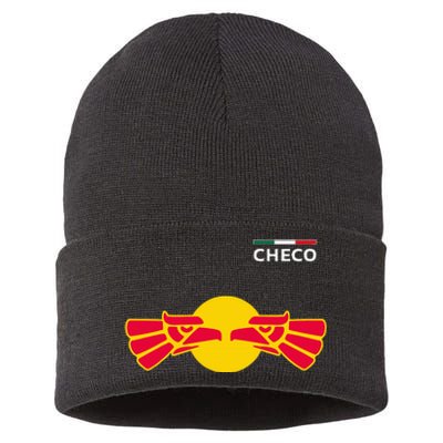 Checo Formula Racing Driver Fan Team Funny Hecho En Mexico Sustainable Knit Beanie