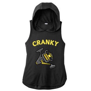 Cranky Fishing Reel Pun Humor Fishermen Ladies PosiCharge Tri-Blend Wicking Draft Hoodie Tank