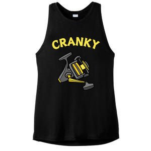 Cranky Fishing Reel Pun Humor Fishermen Ladies PosiCharge Tri-Blend Wicking Tank