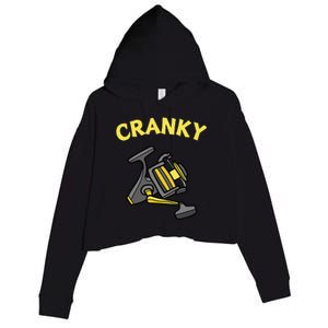 Cranky Fishing Reel Pun Humor Fishermen Crop Fleece Hoodie