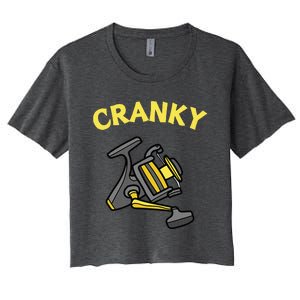 Cranky Fishing Reel Pun Humor Fishermen Women's Crop Top Tee