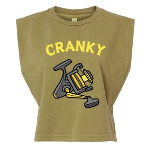 Cranky Fishing Reel Pun Humor Fishermen Garment-Dyed Women's Muscle Tee