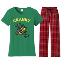 Cranky Fishing Reel Pun Humor Fishermen Women's Flannel Pajama Set