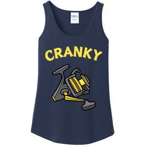 Cranky Fishing Reel Pun Humor Fishermen Ladies Essential Tank