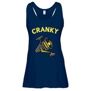 Cranky Fishing Reel Pun Humor Fishermen Ladies Essential Flowy Tank