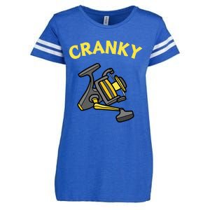 Cranky Fishing Reel Pun Humor Fishermen Enza Ladies Jersey Football T-Shirt