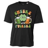 Cheers Fuckers Retro Beer Drinking Team Lucky Clover Saint Patrick's Day Cooling Performance Crew T-Shirt