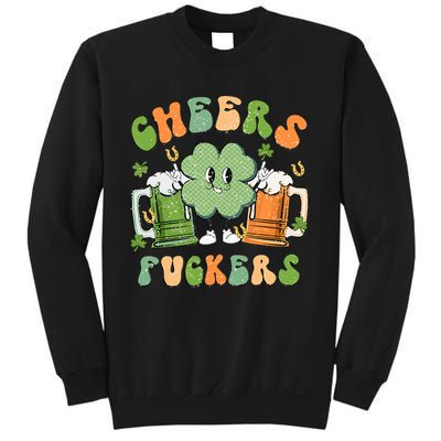 Cheers Fuckers Retro Beer Drinking Team Lucky Clover Saint Patrick's Day Sweatshirt