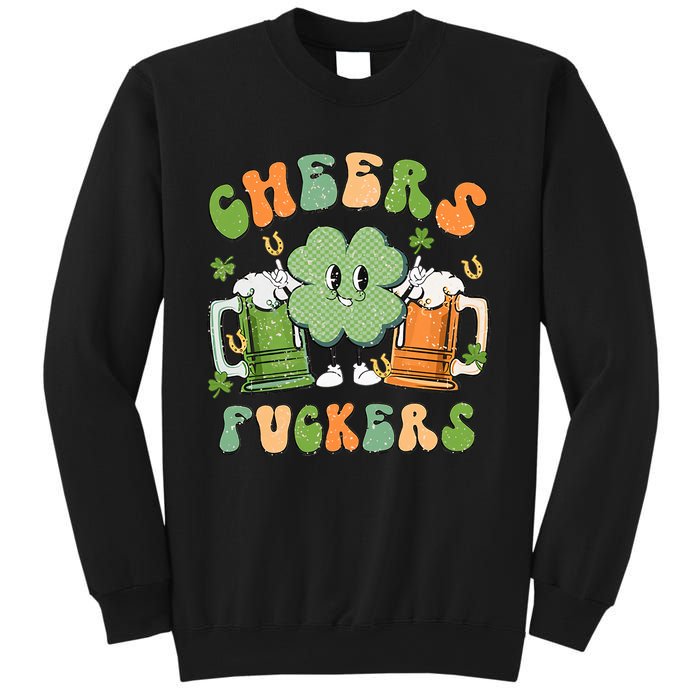 Cheers Fuckers Retro Beer Drinking Team Lucky Clover Saint Patrick's Day Sweatshirt