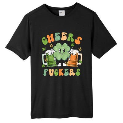 Cheers Fuckers Retro Beer Drinking Team Lucky Clover Saint Patrick's Day Tall Fusion ChromaSoft Performance T-Shirt