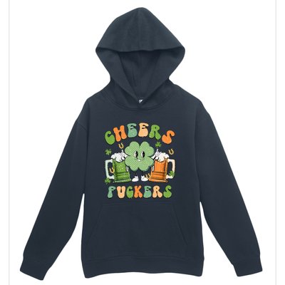 Cheers Fuckers Retro Beer Drinking Team Lucky Clover Saint Patrick's Day Urban Pullover Hoodie