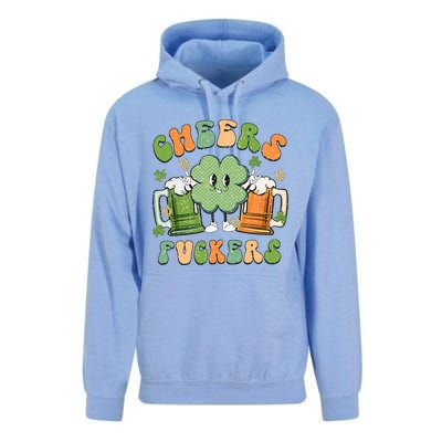 Cheers Fuckers Retro Beer Drinking Team Lucky Clover Saint Patrick's Day Unisex Surf Hoodie