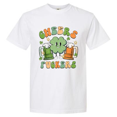 Cheers Fuckers Retro Beer Drinking Team Lucky Clover Saint Patrick's Day Garment-Dyed Heavyweight T-Shirt