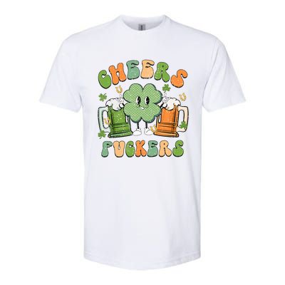 Cheers Fuckers Retro Beer Drinking Team Lucky Clover Saint Patrick's Day Softstyle CVC T-Shirt