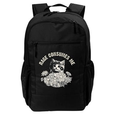 Cat Flowers Rage Consumes Me Daily Commute Backpack