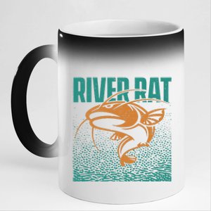 Catfishing Freshwater River Rat Catfish Fishing 11oz Black Color Changing Mug