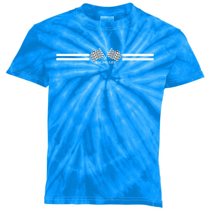 Checkered Flag Racing Stripes Speedway Auto Car Racing Gift Kids Tie-Dye T-Shirt