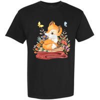 Cute Floral Restful Fox Butterfly Garment-Dyed Heavyweight T-Shirt