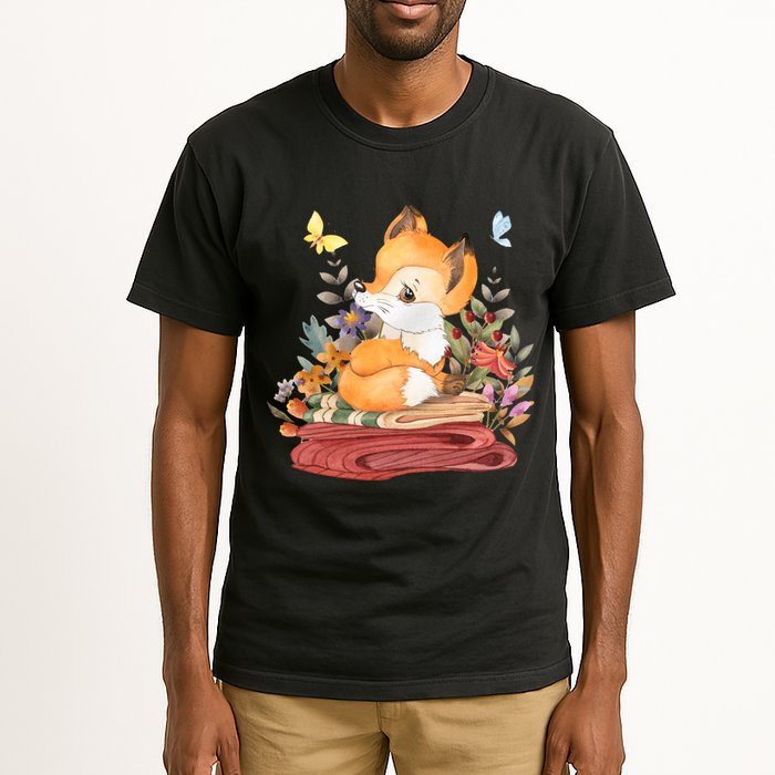 Cute Floral Restful Fox Butterfly Tall T-Shirt