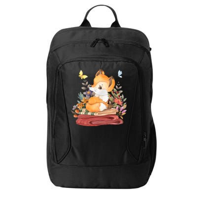 Cute Floral Restful Fox Butterfly City Backpack