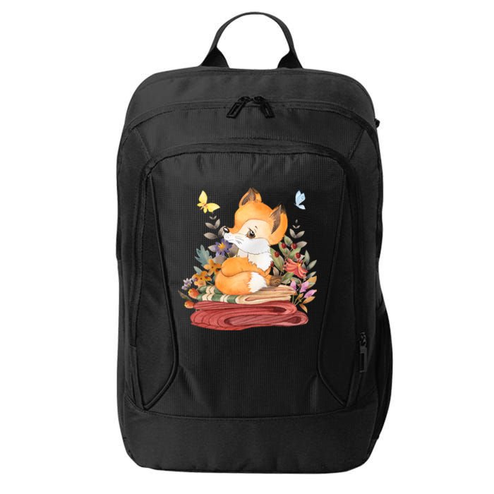 Cute Floral Restful Fox Butterfly City Backpack