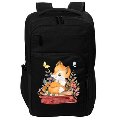 Cute Floral Restful Fox Butterfly Impact Tech Backpack