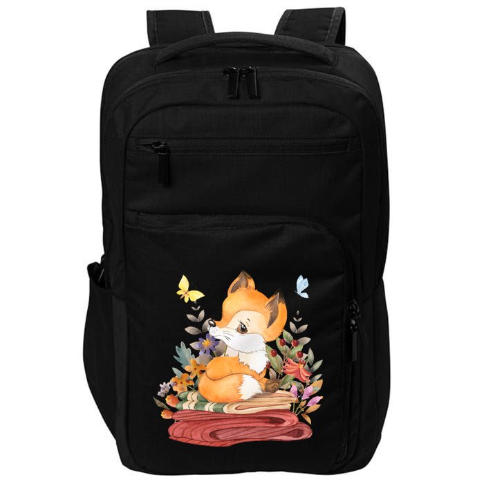 Cute Floral Restful Fox Butterfly Impact Tech Backpack